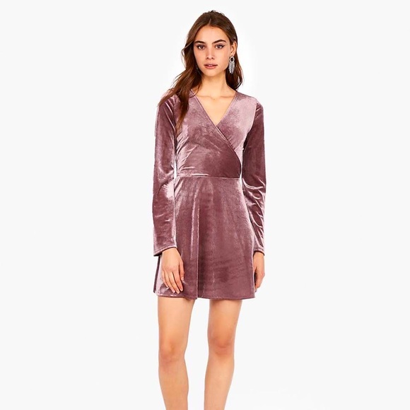 Express Dresses & Skirts - Express Velvet Surplice Fit and Flare Dress